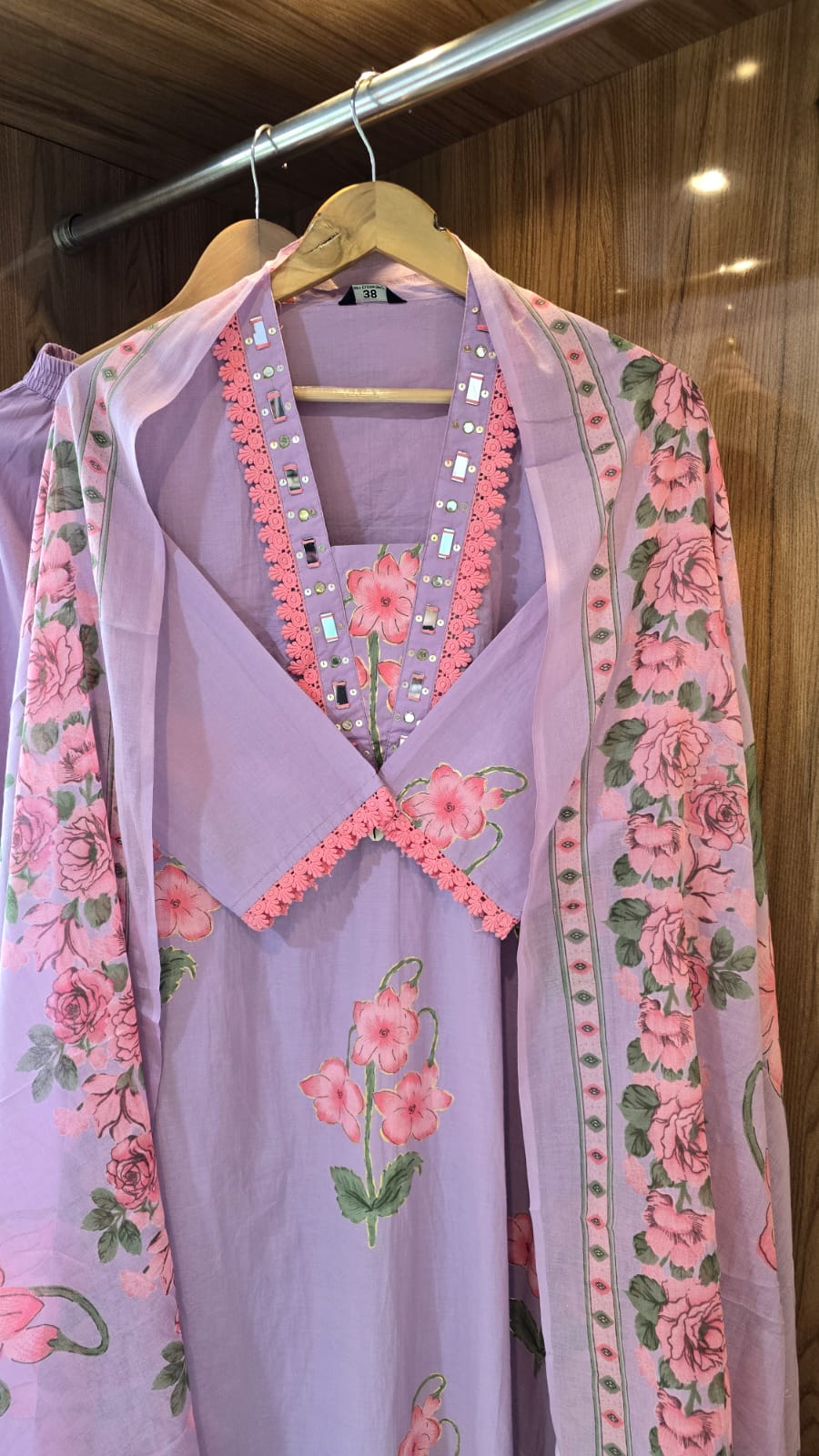 Lavender mirror work 3pc suit