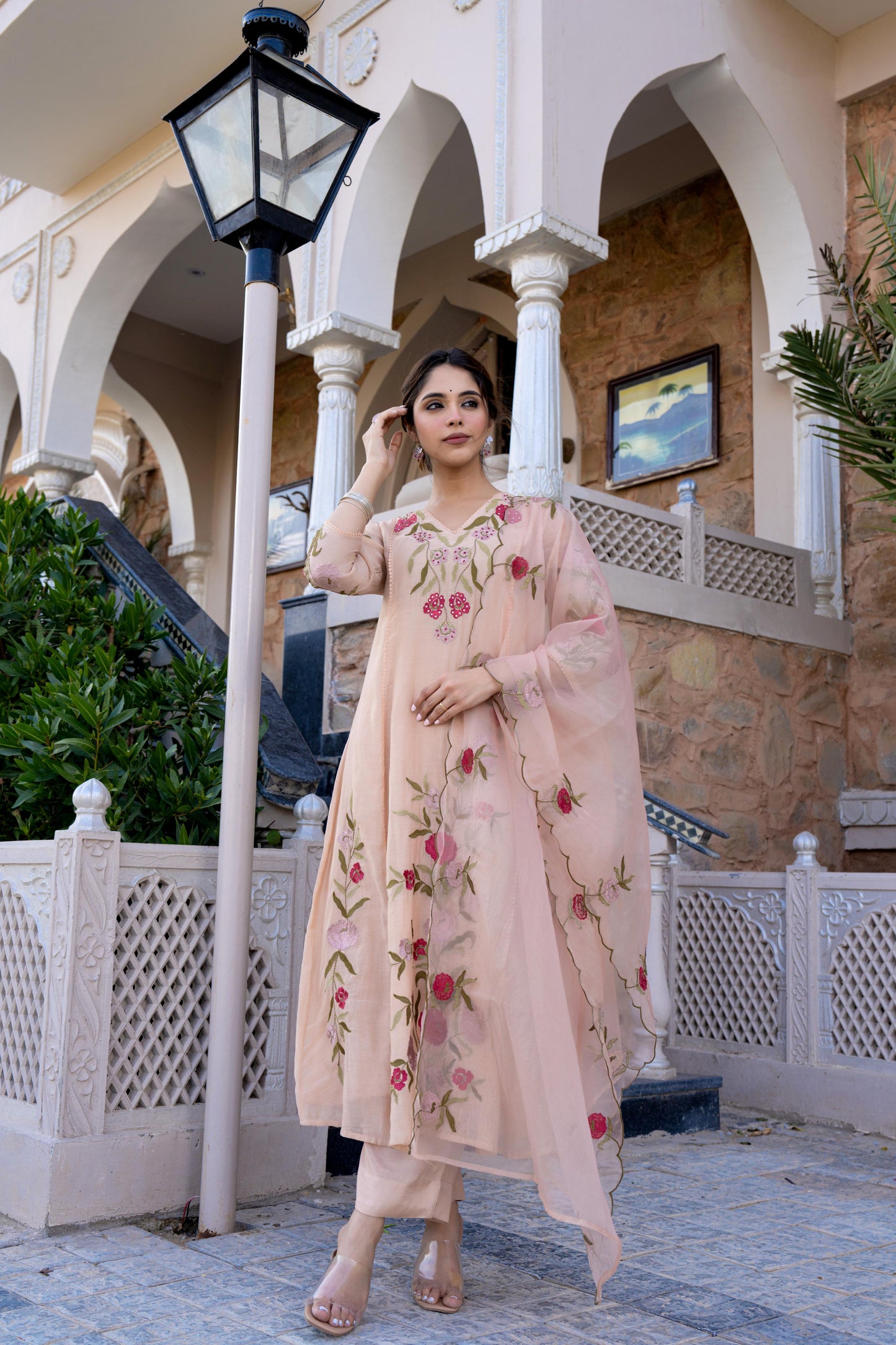 Nude mul chanderi suit