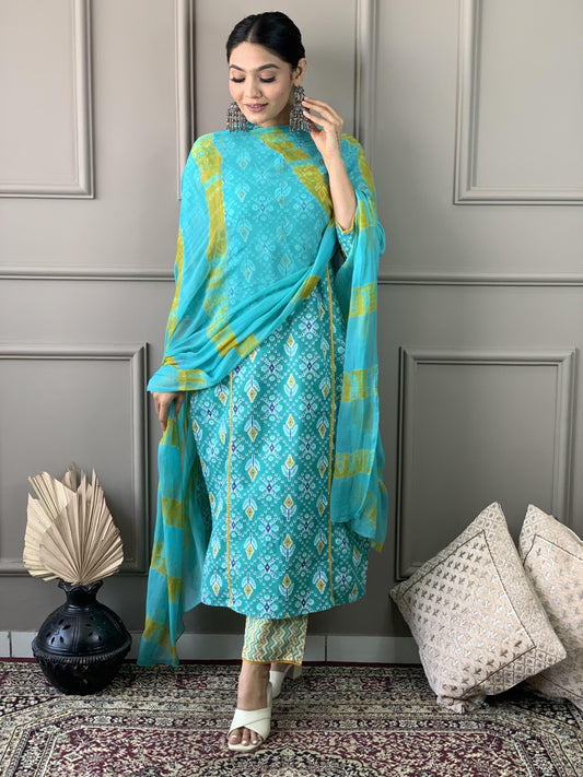 Premium Cotton embroidered suit set