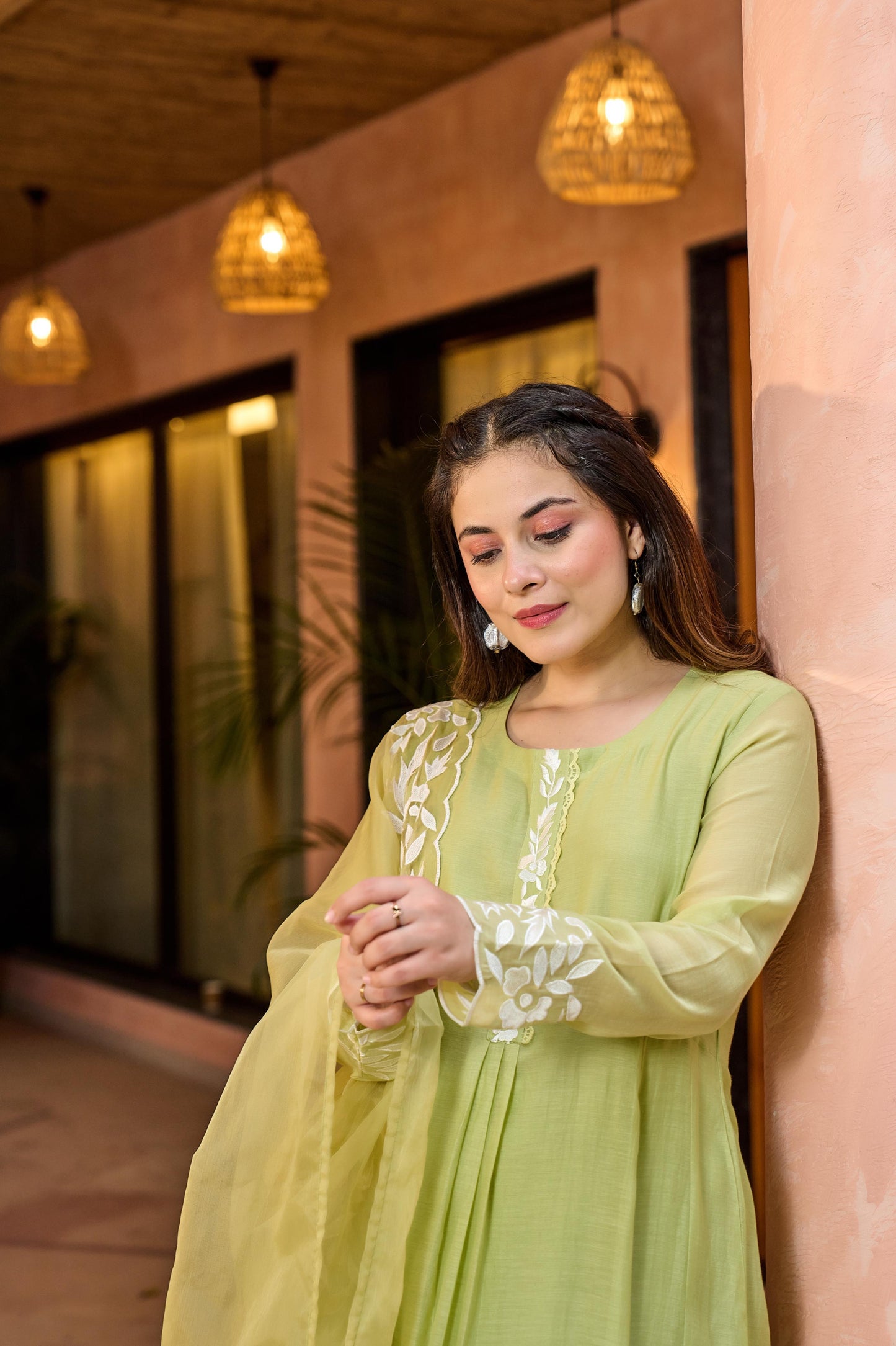 Mint Mirage Chanderi Suit Set