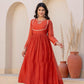 Mul chanderi orange sequence suit