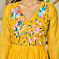 Handwork mul chanderi  yellow suit