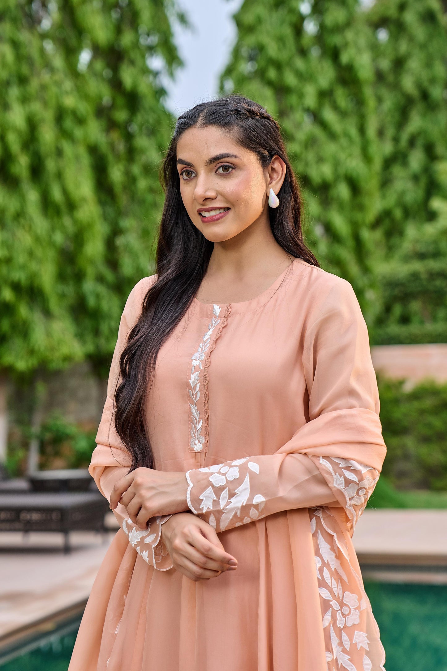 Coral Charm Chanderi Suit Set