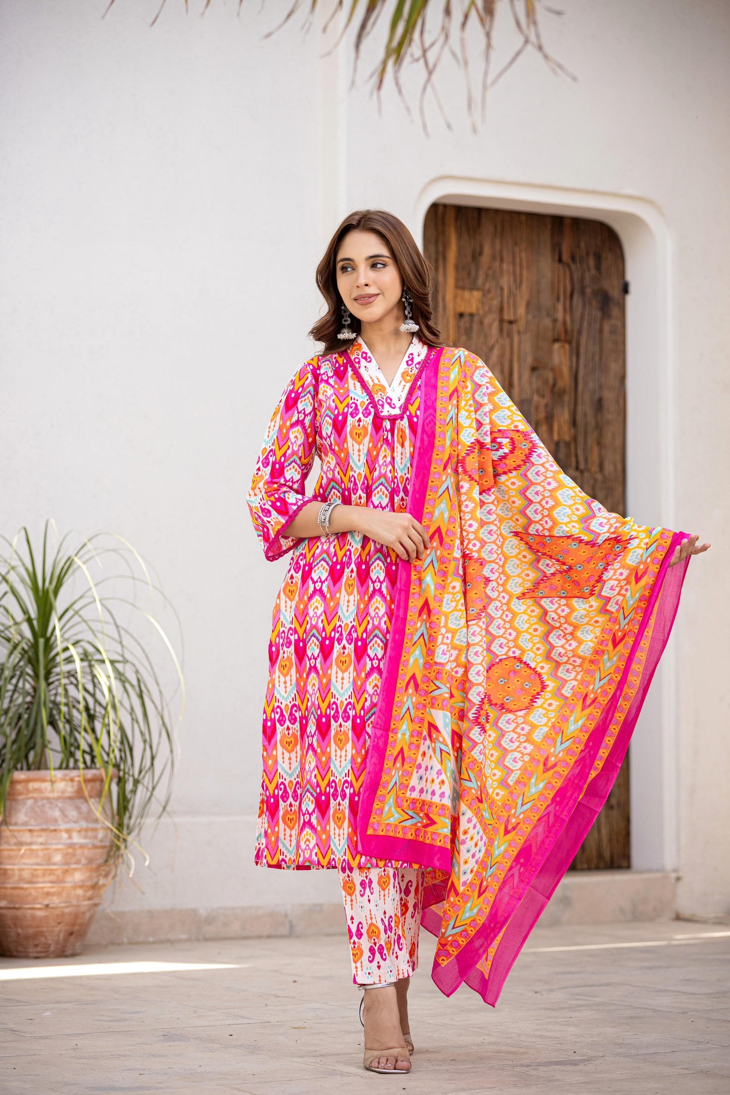 Cotton digital printed suit