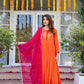 Orange chinnon suit