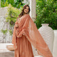 Handwork mul chanderi brown suit