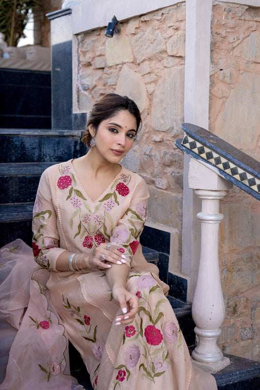 Nude mul chanderi suit