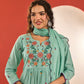 Floral embroidery Mint Mul cotton suit