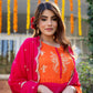 Orange chinnon suit
