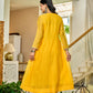 Handwork mul chanderi  yellow suit