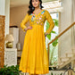 Handwork mul chanderi  yellow suit