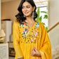 Handwork mul chanderi  yellow suit