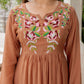 Handwork mul chanderi brown suit