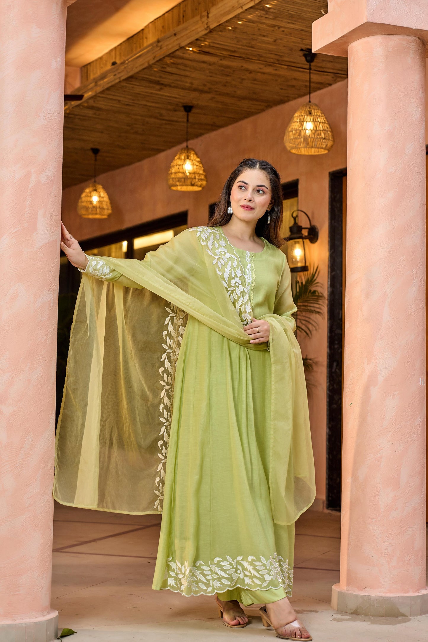 Mint Mirage Chanderi Suit Set