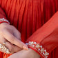 Mul chanderi orange sequence suit