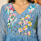 Handwork mul chanderi  blue suit