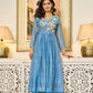 Handwork mul chanderi  blue suit