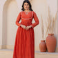 Mul chanderi orange sequence suit