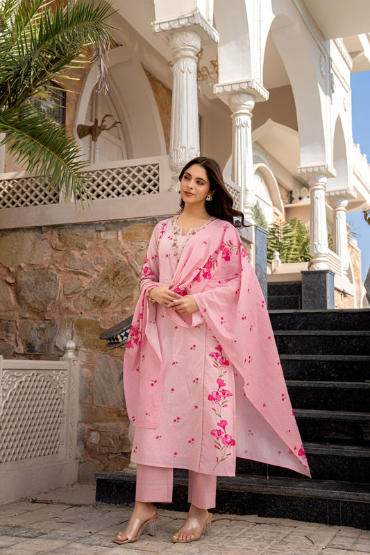 Pink Glow Cotton Suit