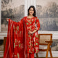 Red floral pintux 3pc suit