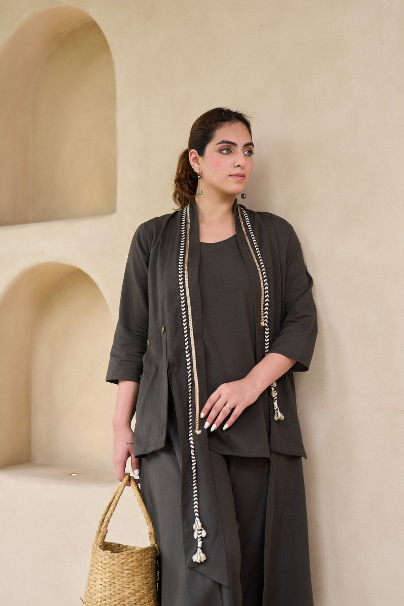 Grey Three Piece Shell Co ord Set