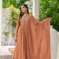 Handwork mul chanderi brown suit