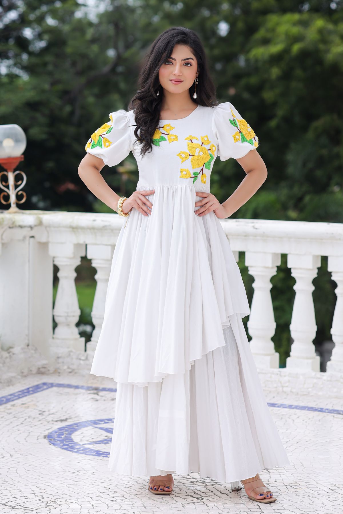 White Marigold Long Frock PC913N