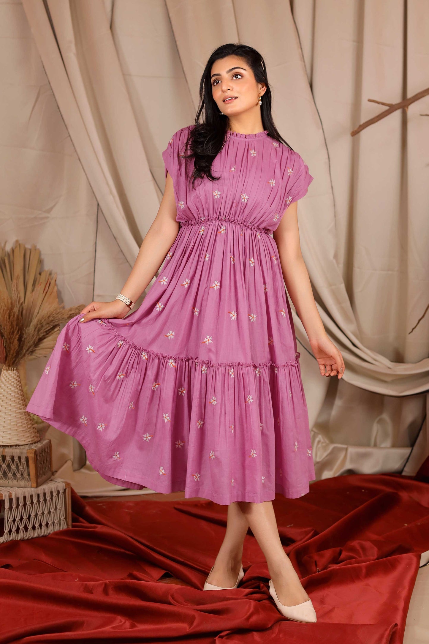 Zoya Summer Midi Dress in Lilac PC824