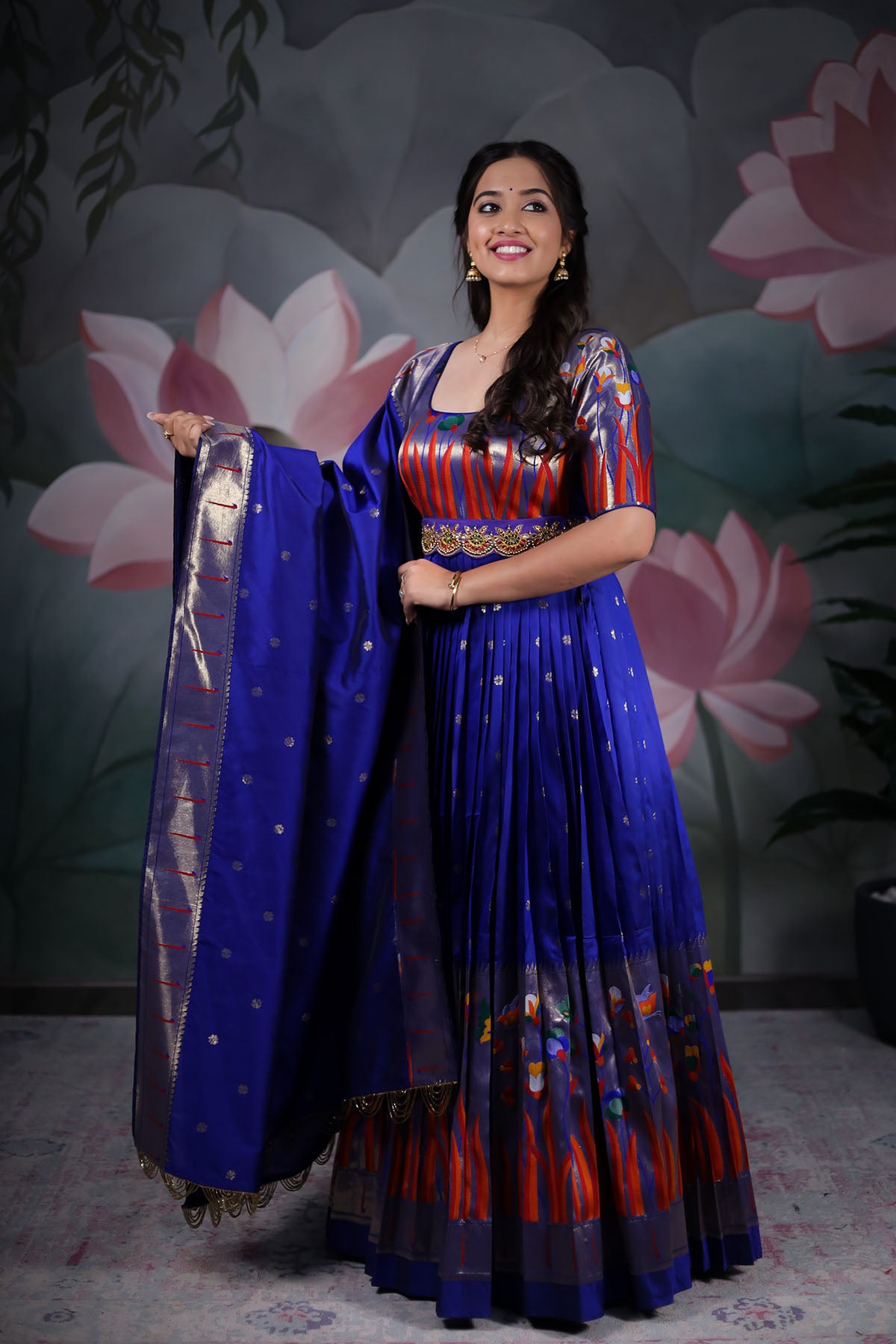 Purple Color Patola Paithani Printed And Foil Printed Silk Gown – garment  villa