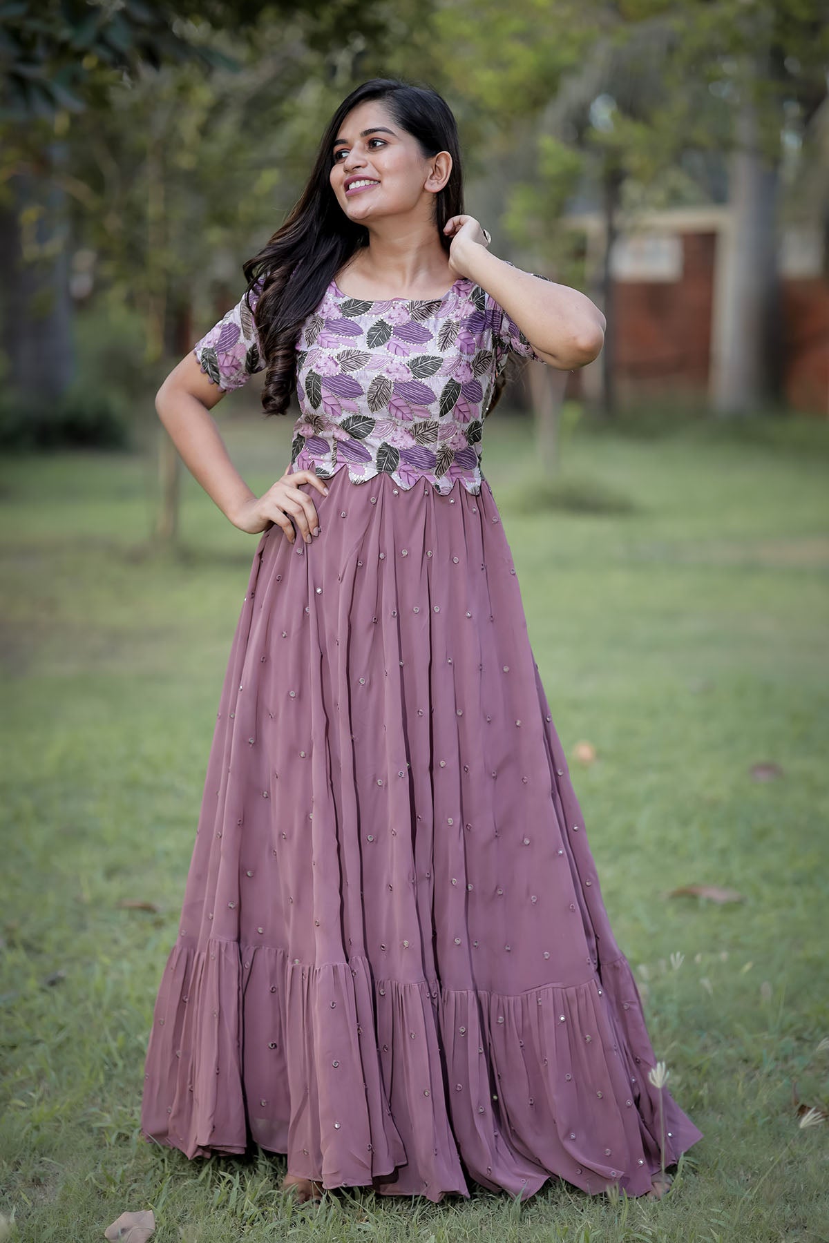 Lavender mirror long dress Bk466n