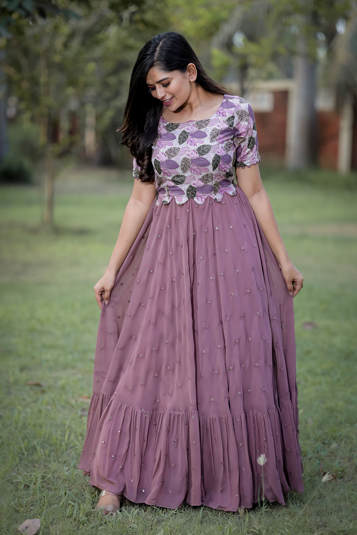 Lavender mirror long dress Bk466n