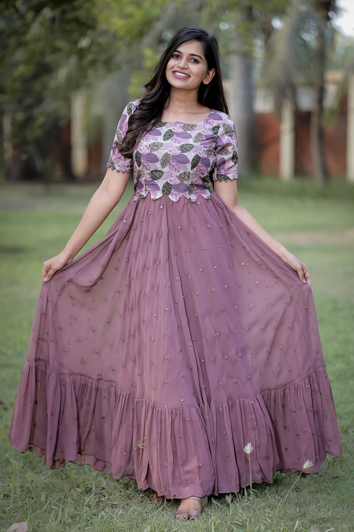 Lavender mirror long dress Bk466n